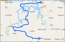 Wheatland to Warsaw Map