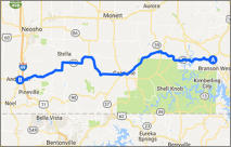 Reed Springs to Anderson Map