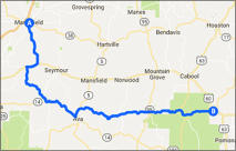 Marshfield to Willow Springs Map