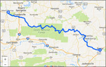 Searcy to Siloam Springs Map