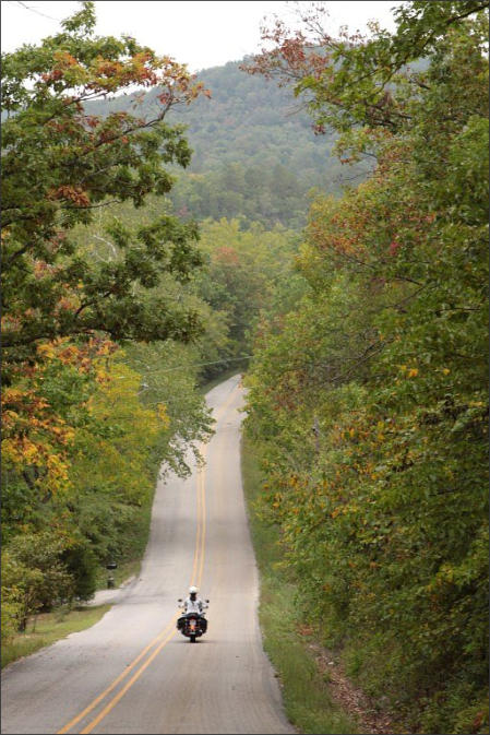 Solo rider on Arkansas Road